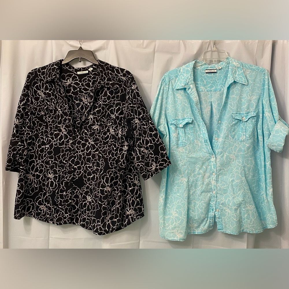 Set of 2 Croft & Barrow Floral Button-Up Camp Shirts - 3X